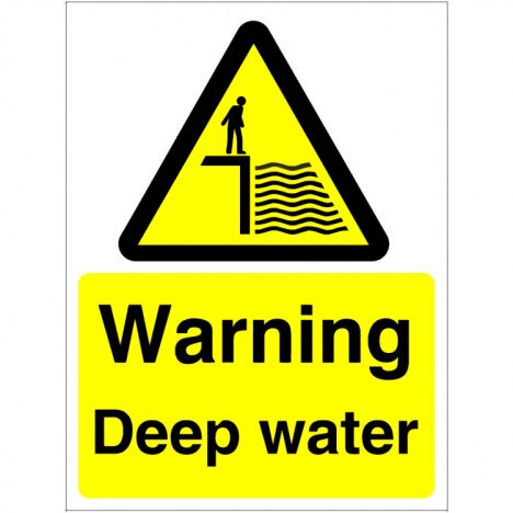 Sign warning deep water